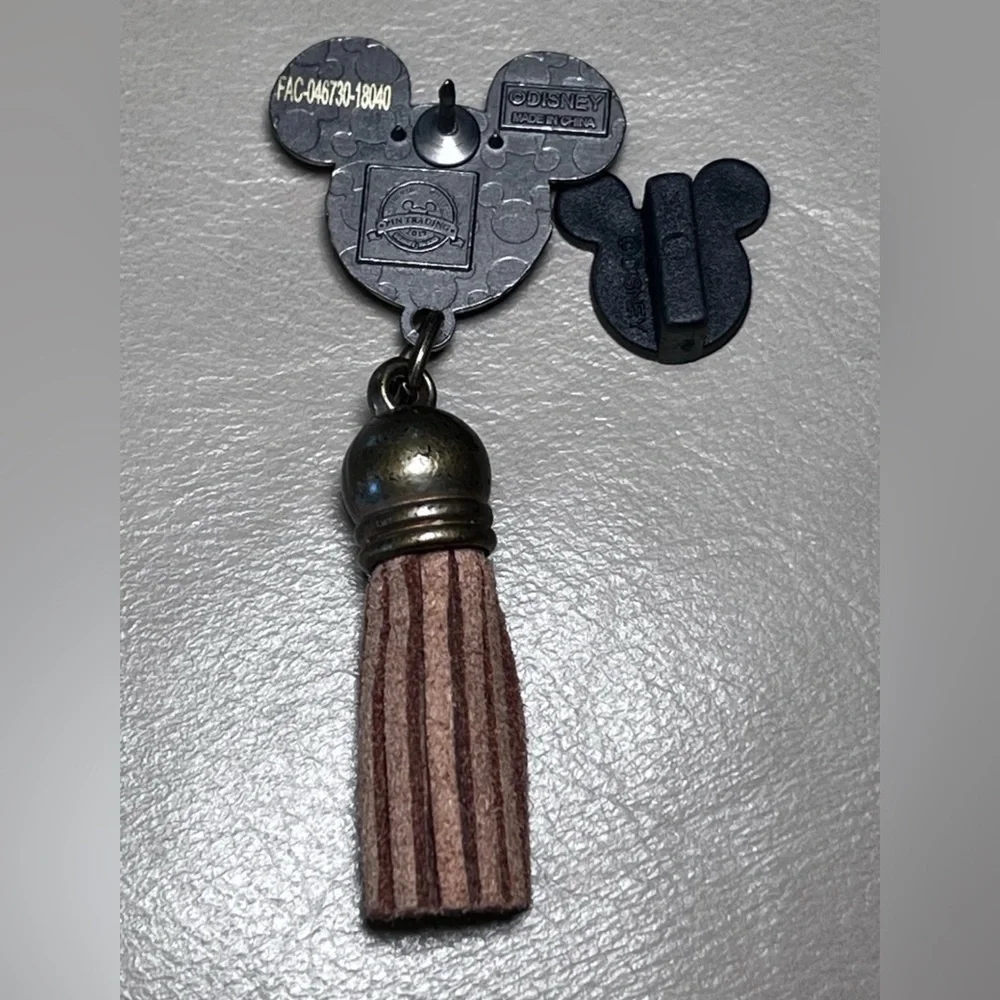 Disney Parks Black and Gold Mickey Icon Head with Tassel Dangle 2017 Disney Pin